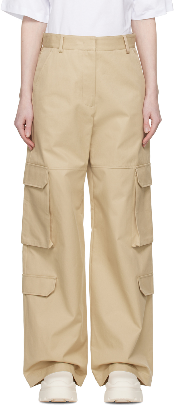 Shop Msgm Beige Cargo Pocket Trousers In 23 Beige
