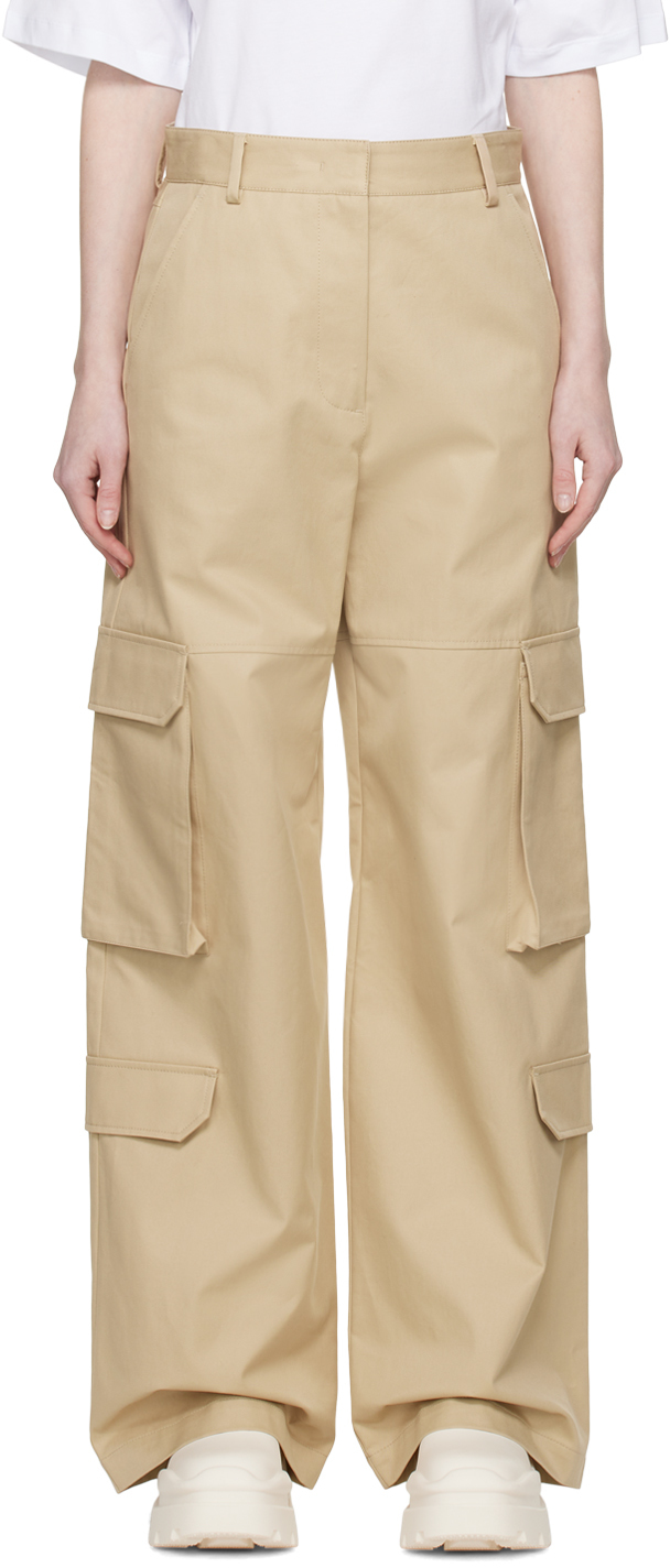 Beige Cargo Pocket Trousers by MSGM on Sale