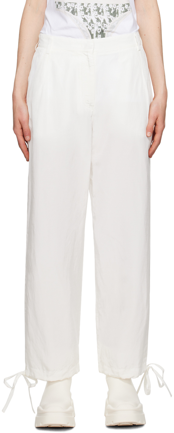 White Pagino drawstring-hem cotton-blend trousers | Acne Studios | MATCHES  UK