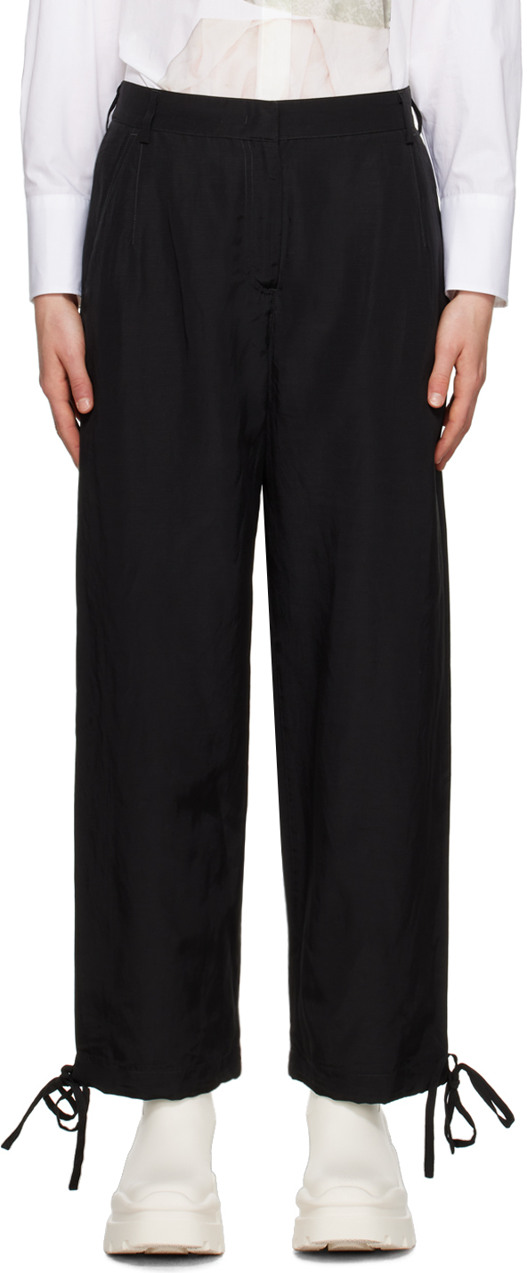 Shop Msgm Black Drawstring Trousers In 99 Black