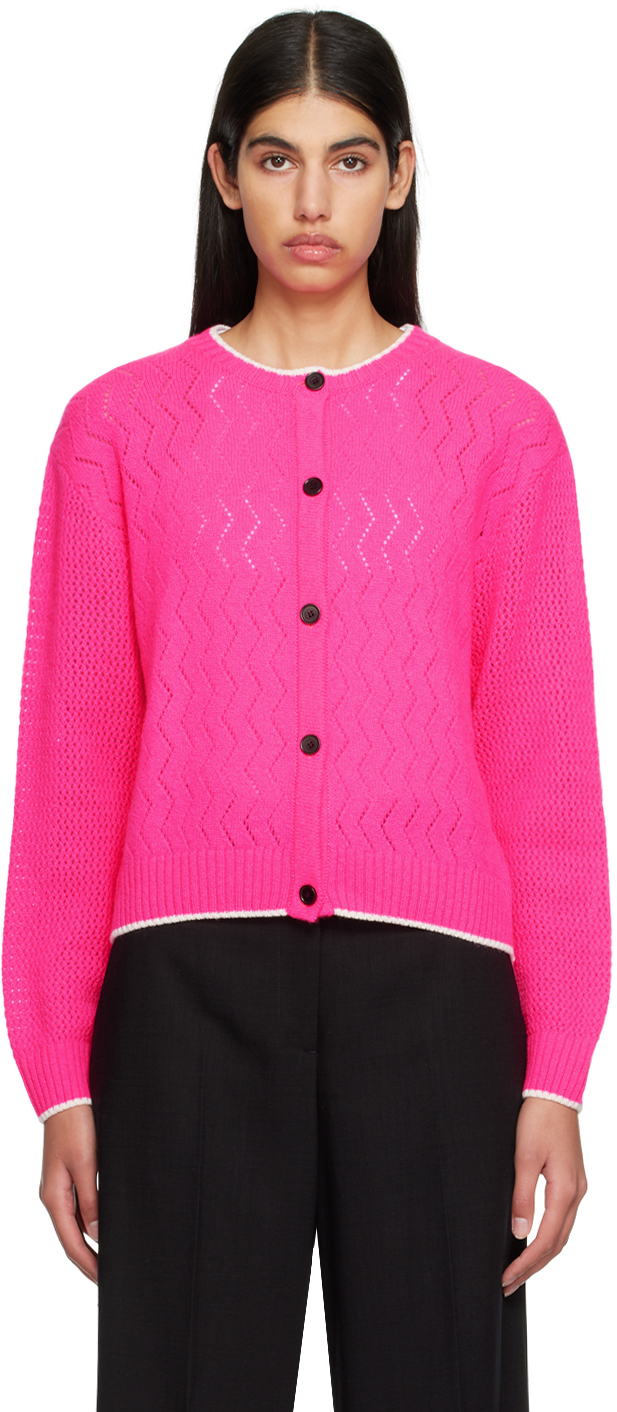 Msgm Open-knit Cashmere Cardigan In Pink