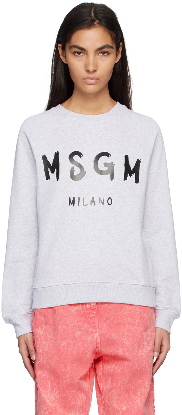 MSGM Gray Printed Sweatshirt
