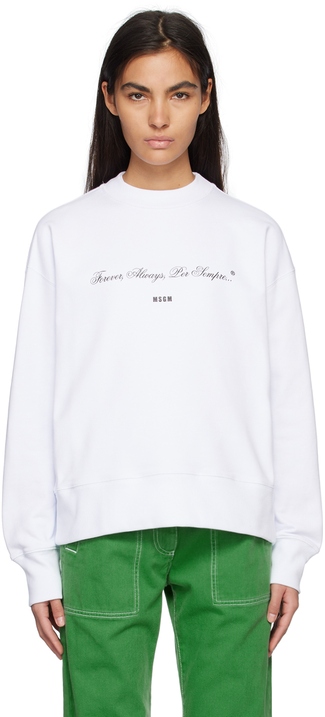 MSGM White Printed Sweatshirt