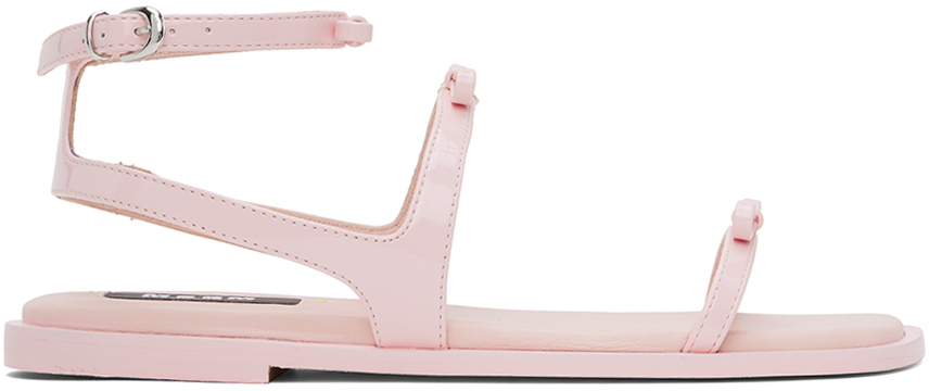 Msgm Pink Bow Flat Sandals In 12 Pink
