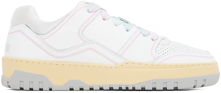 Msgm White & Pink Retro Basketball Sneakers In Pink/white (13)