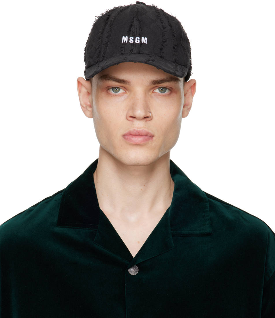 MSGM: Black Embroidered Cap | SSENSE