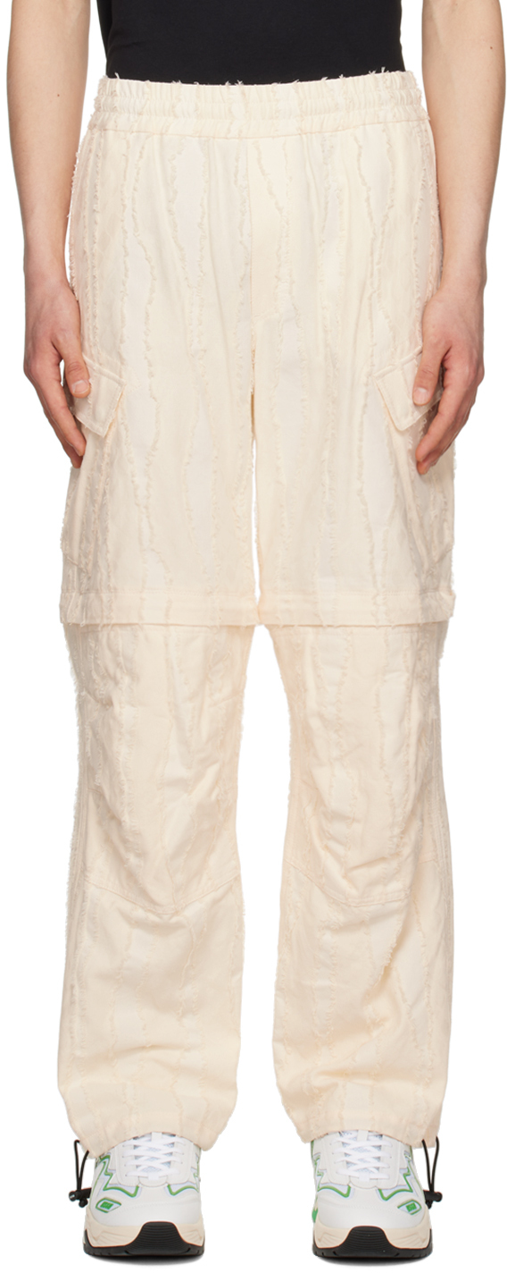Msgm Off-white Striped Cargo Pants In 04 Butter
