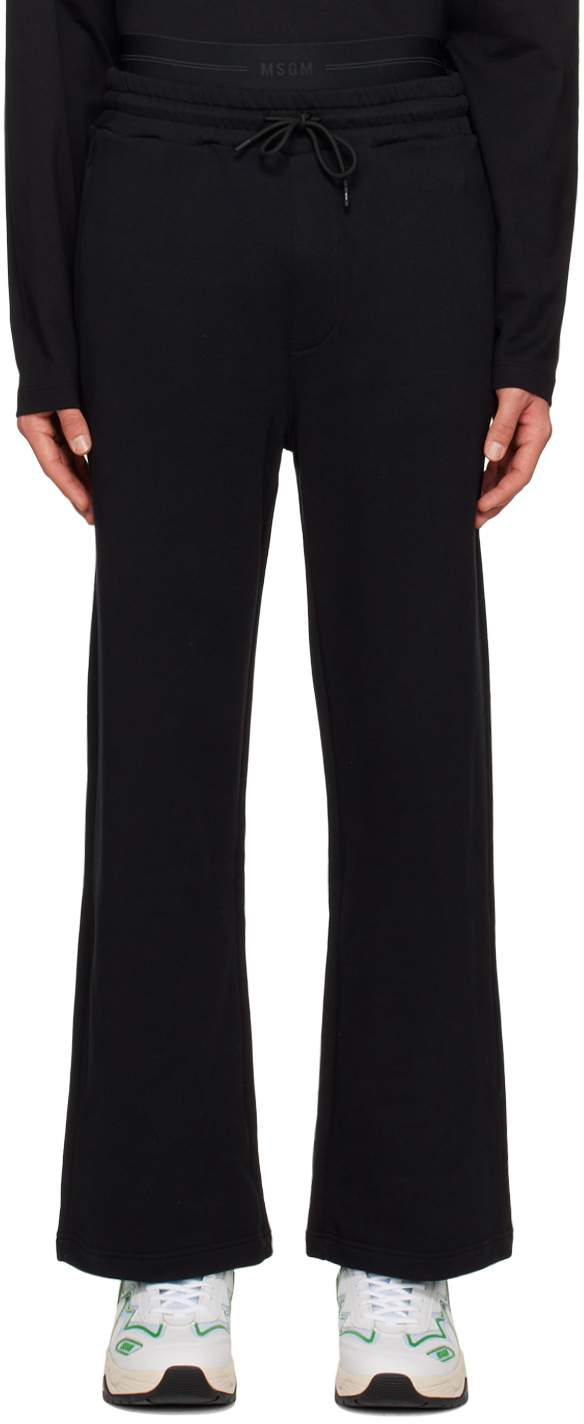 Msgm Black Layered Lounge Trousers In 99 Black