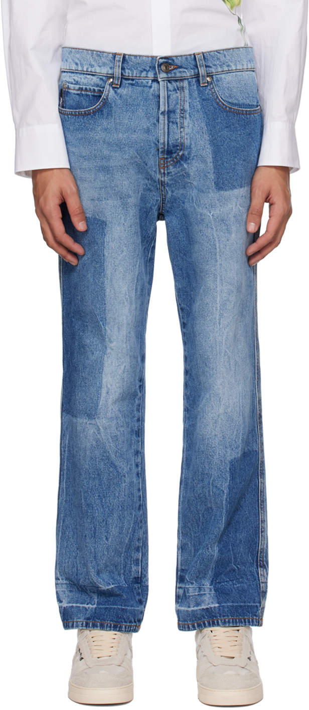 MSGM Blue Reserve Patchwork Jeans