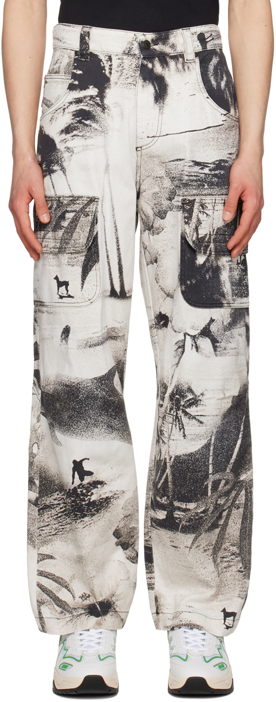 Msgm Graphic-print Denim Trousers In 98 Grey