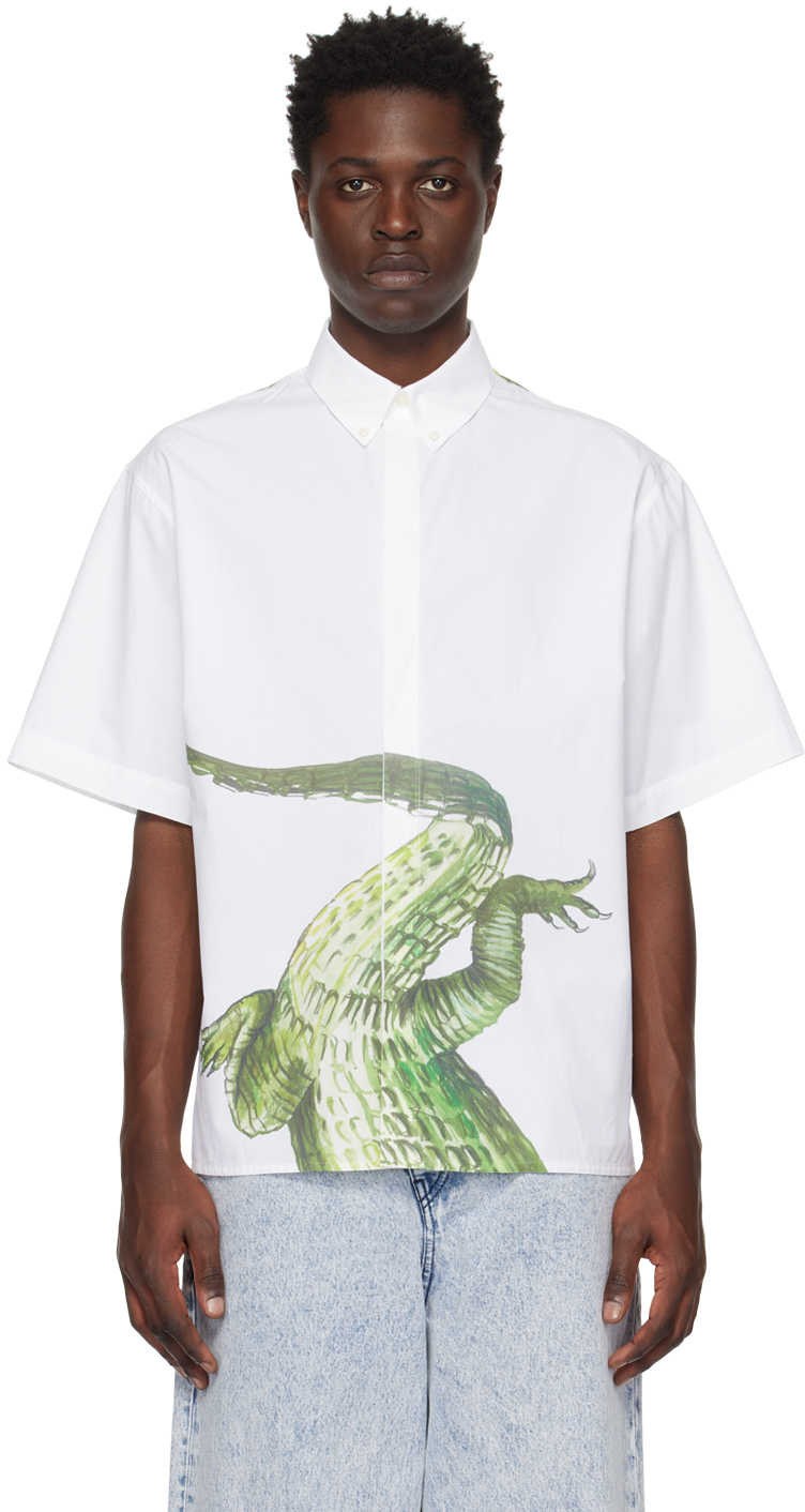 MSGM: White Crocodile Print Shirt | SSENSE Canada