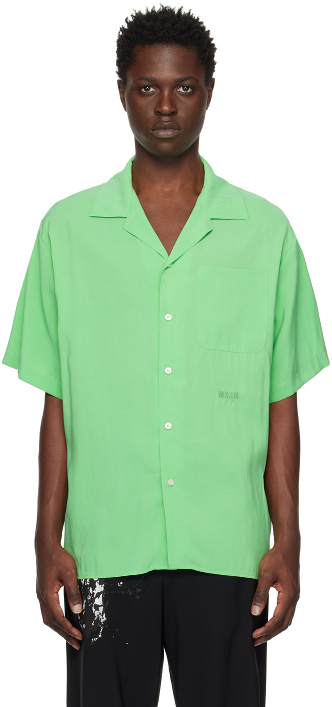 Msgm Green Fluid Shirt In 34 Green