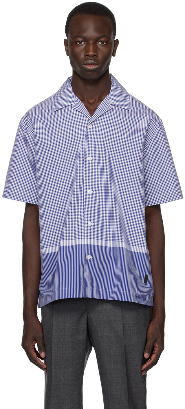 Dunhill Blue & White Check Shirt In Blue White 122