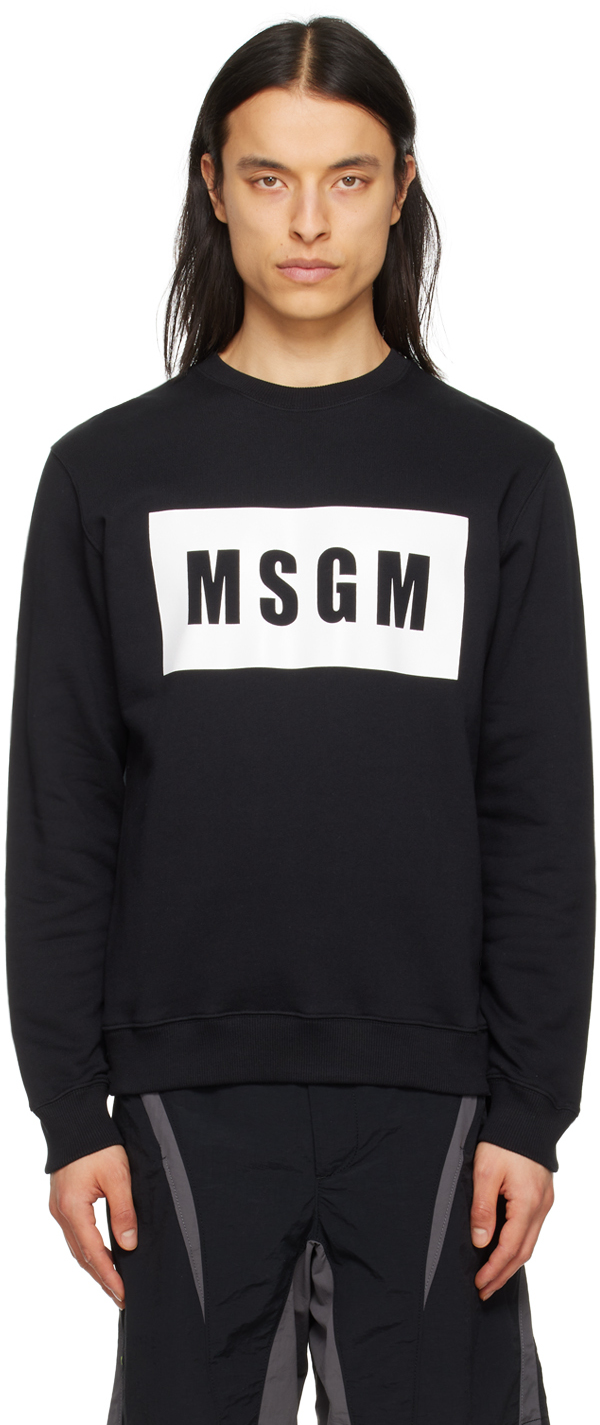 Msgm Black Printed Sweatshirt In 99 Black