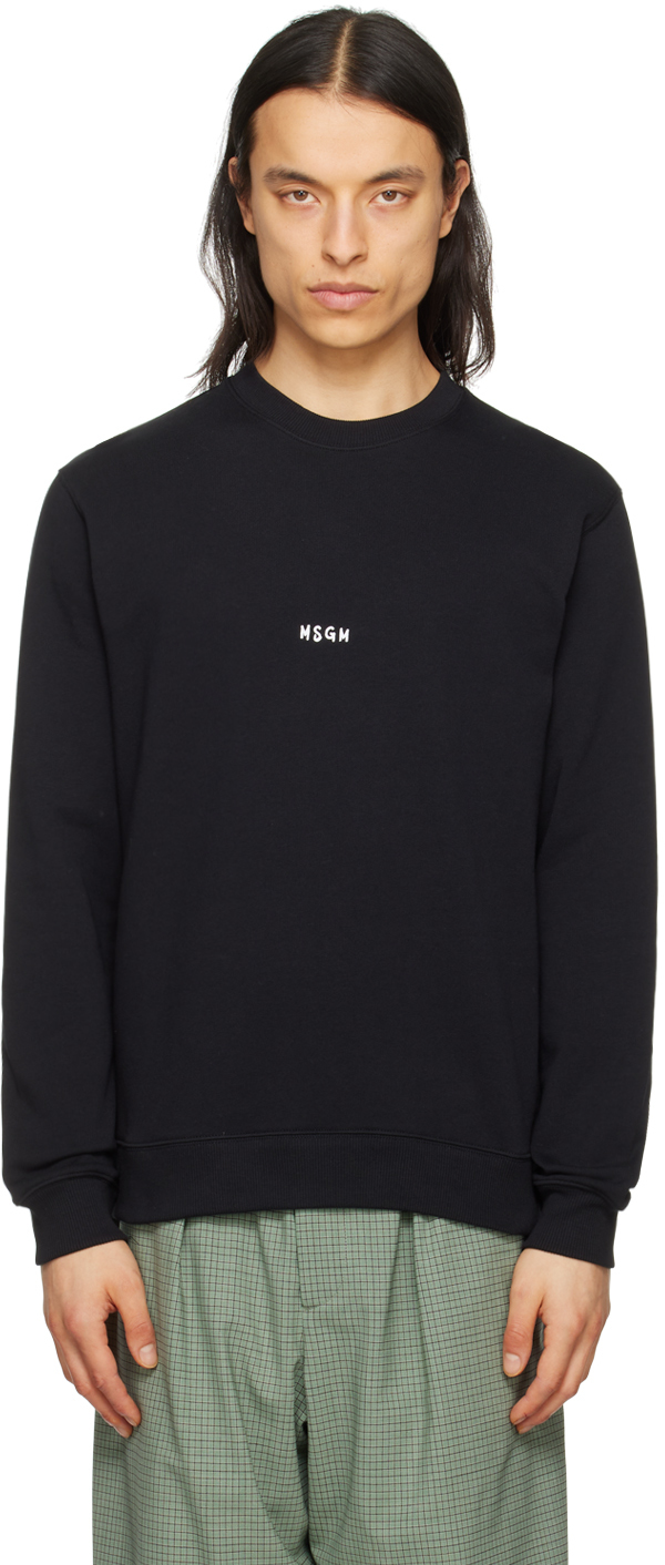 Msgm Black Solid Color Sweatshirt In 99 Black