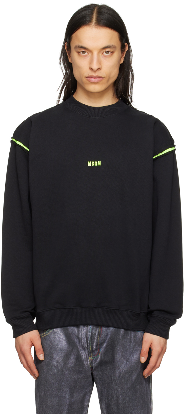 Msgm Black Fluorescent Sweatshirt In 99 Black