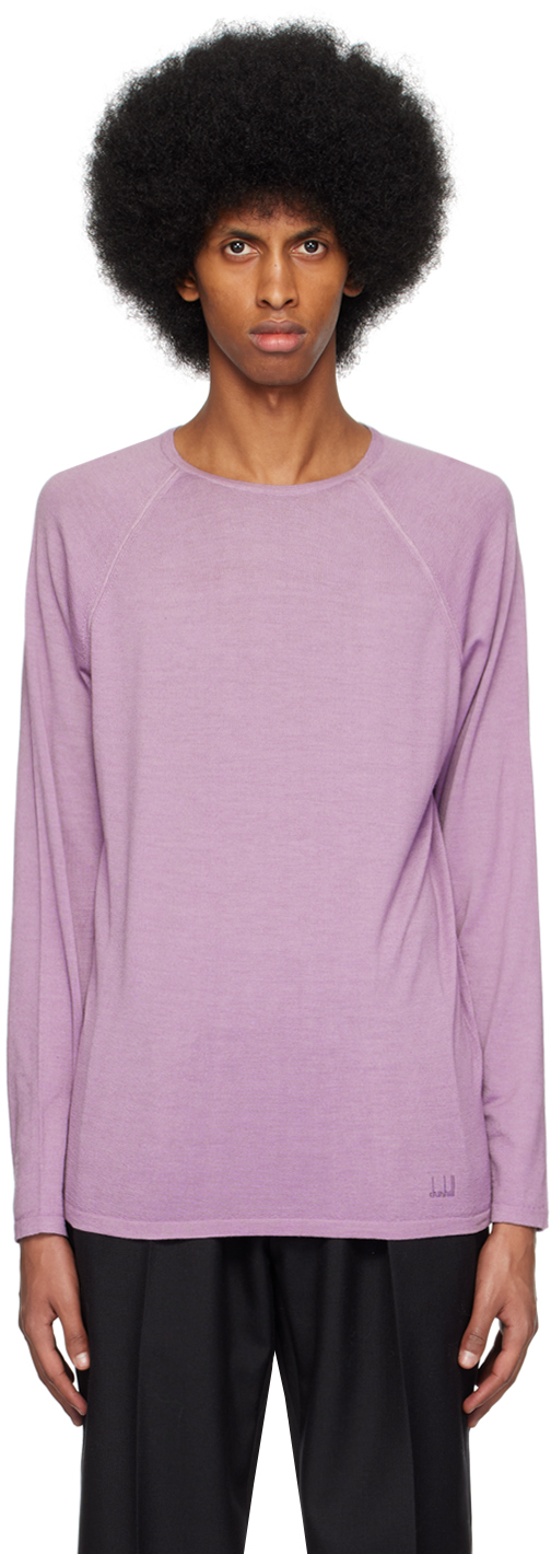 Dunhill Purple Garment Dye Sweater In Lilac 530