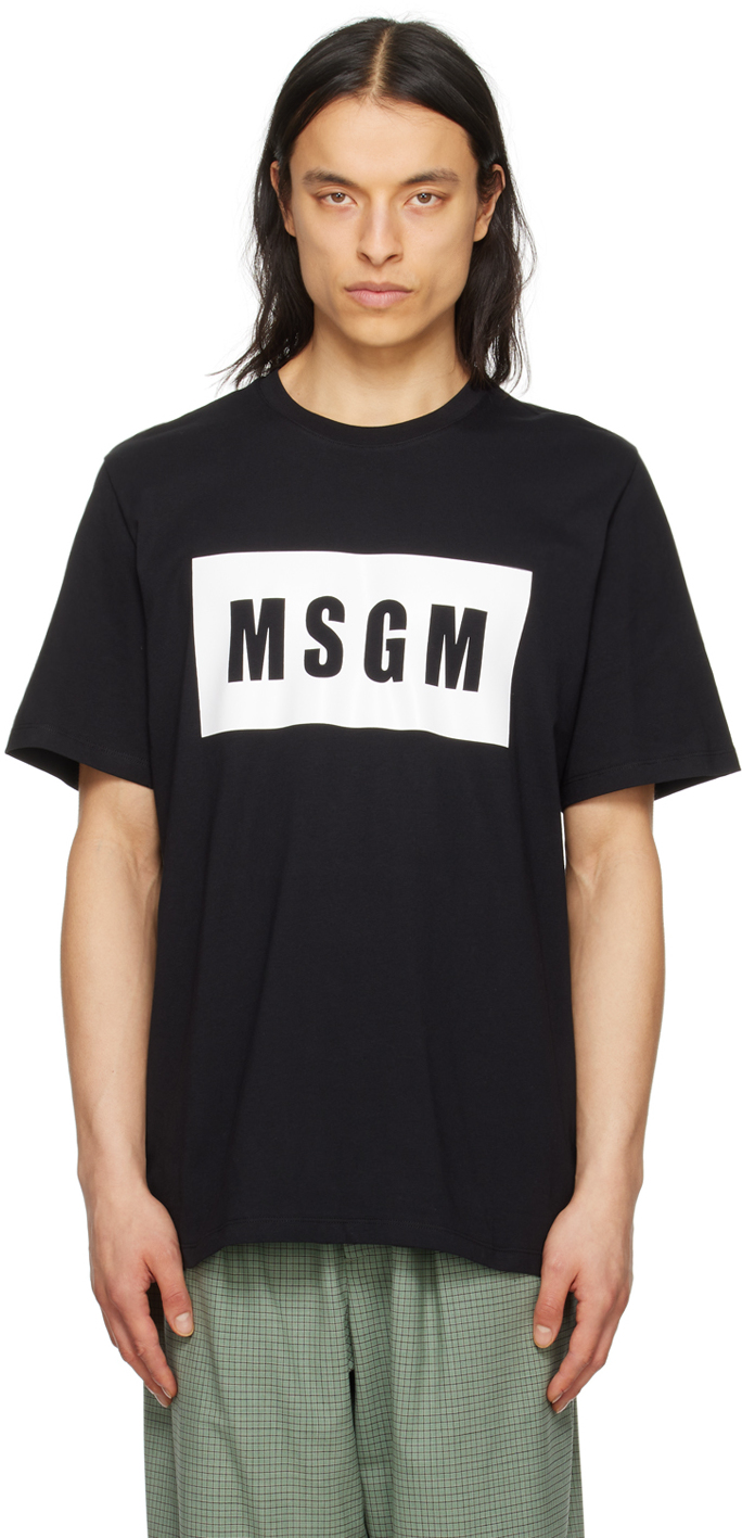 Msgm T-shirt With Logo Box In Black