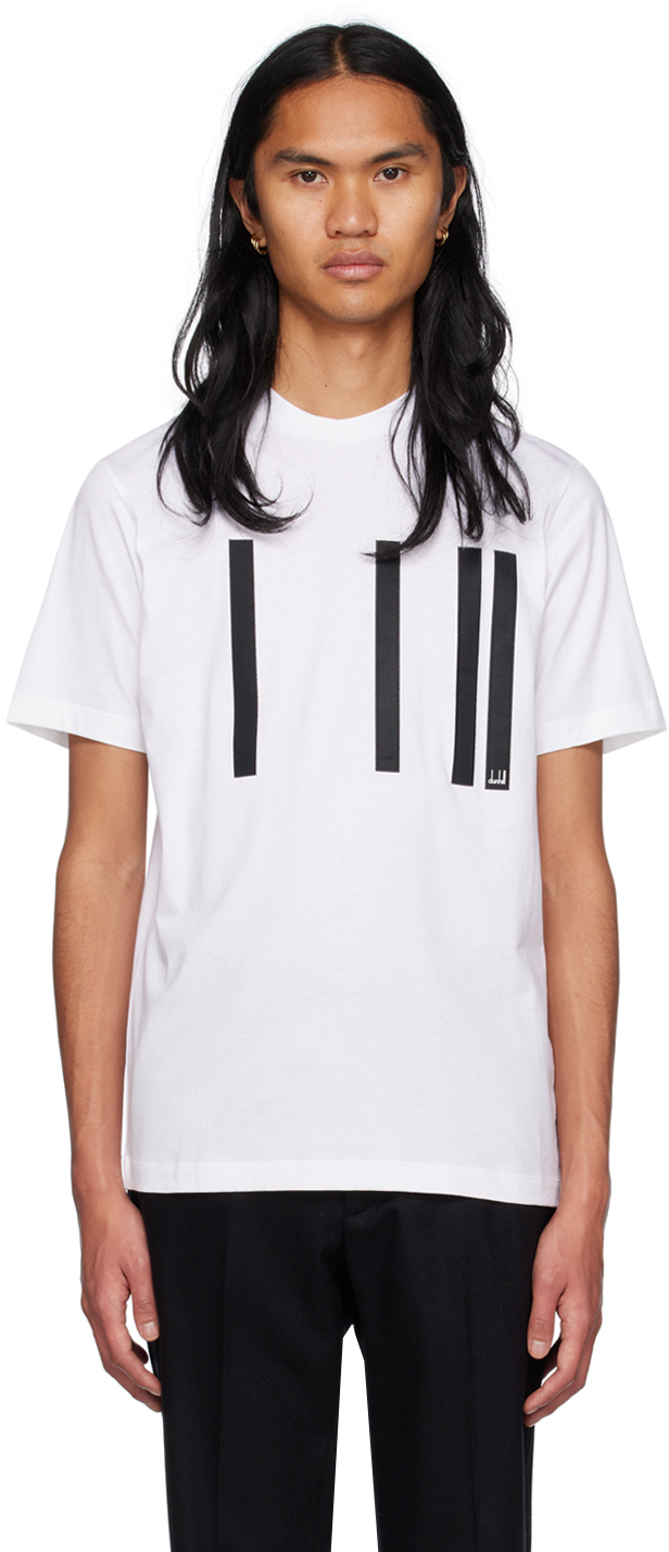 Dunhill: White Lines T-Shirt | SSENSE