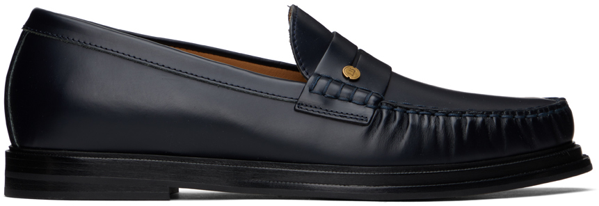 Dunhill Navy Rivet Loafers In Navy 410