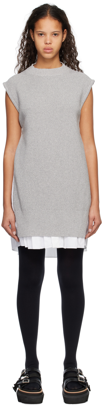 Gray Paneled Minidress by sacai on Sale