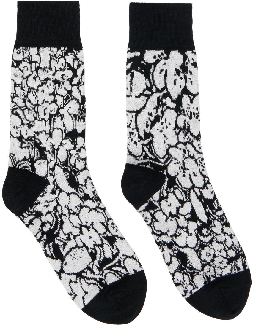 sacai Black & White Floral Socks