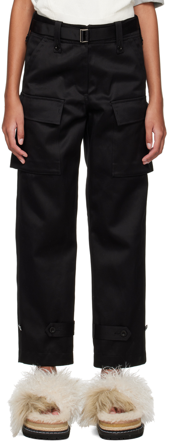 sacai: Black Belted Trousers   SSENSE Canada