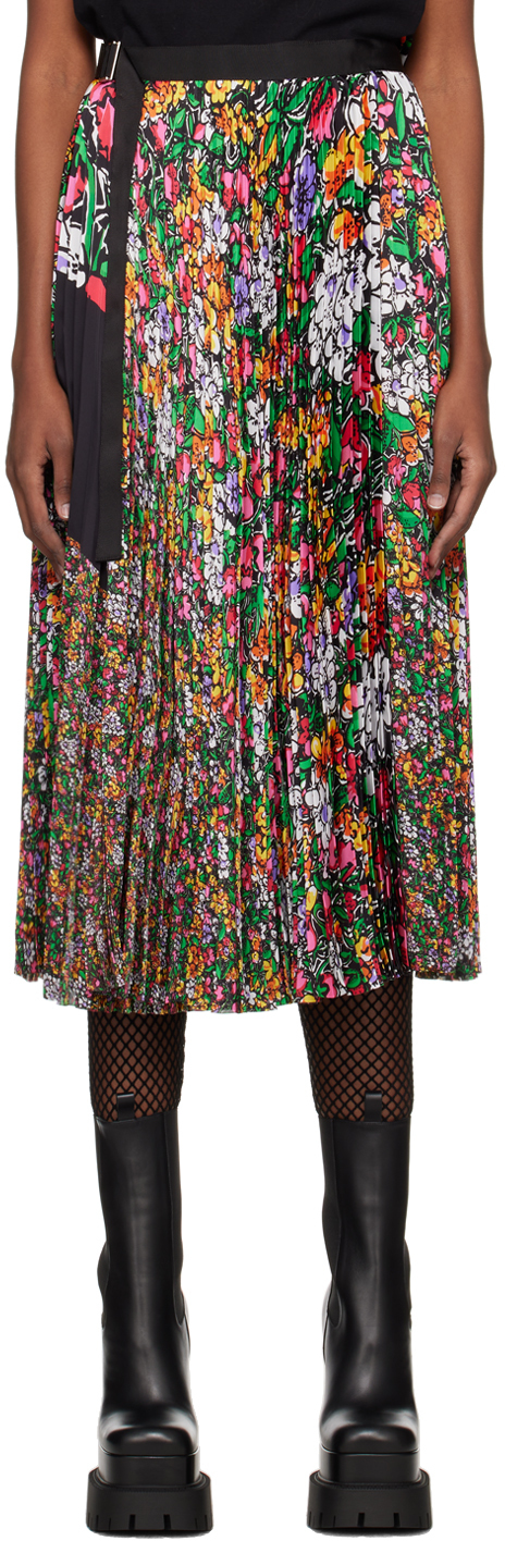 Shop Sacai Multicolor Floral Midi Skirt In 926 Multi