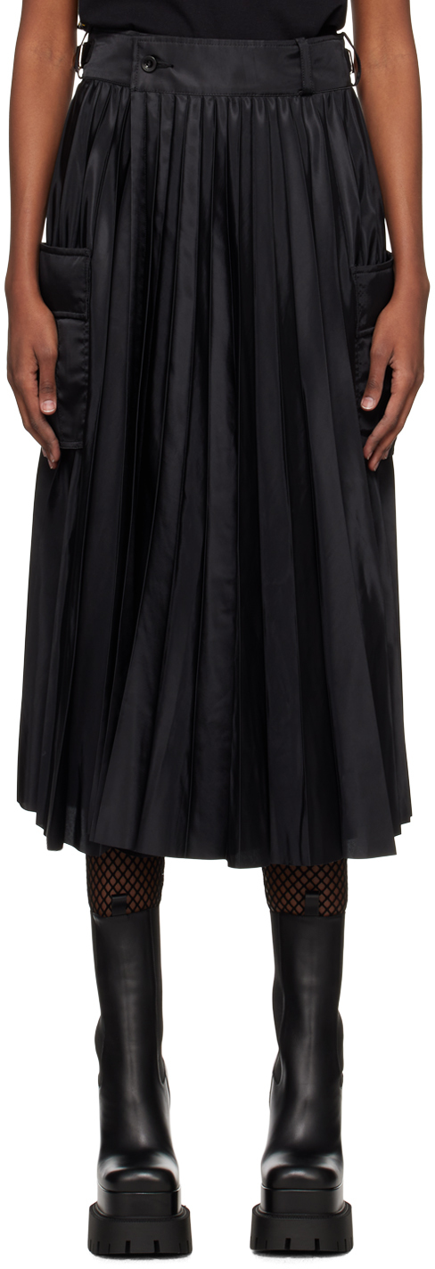 Sacai Pleated Shell Midi Skirt In 001 Black