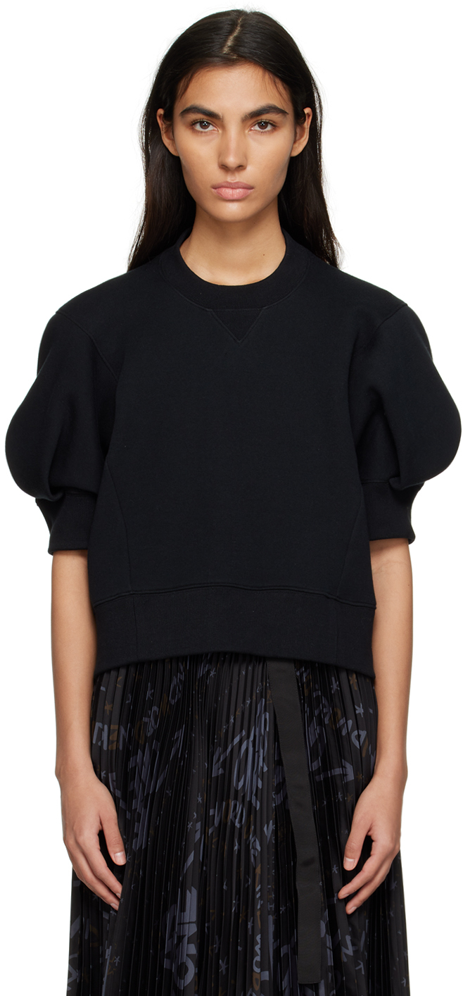sacai: Black Puff Sleeve Sweatshirt | SSENSE