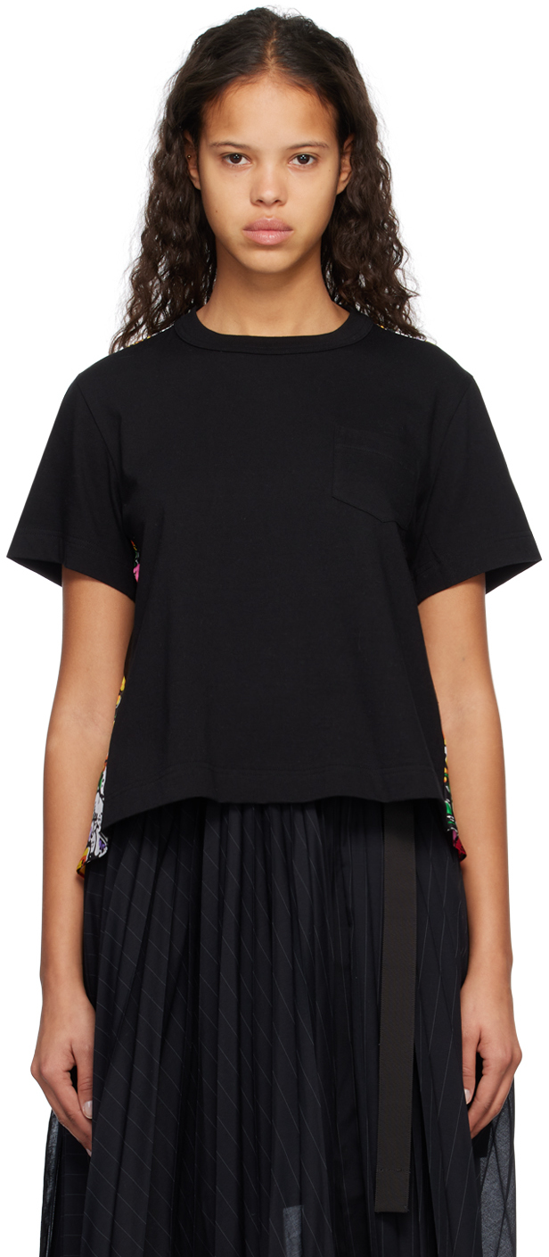 sacai: Black Ruffled T-Shirt | SSENSE