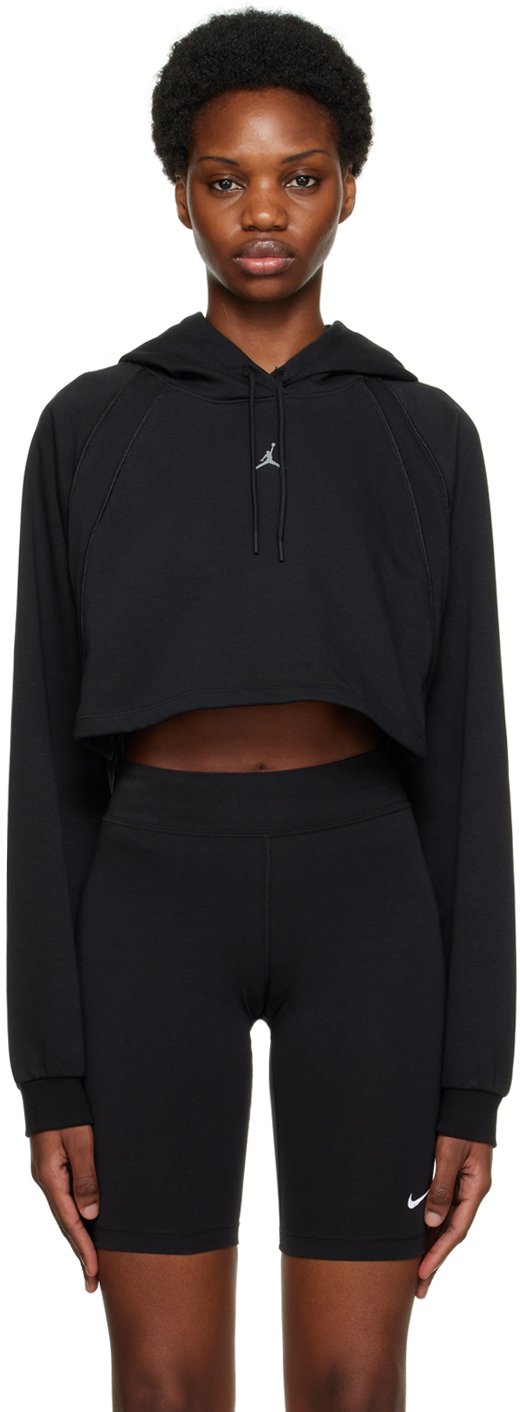 Womens black nike cropped hoodie Clearance
