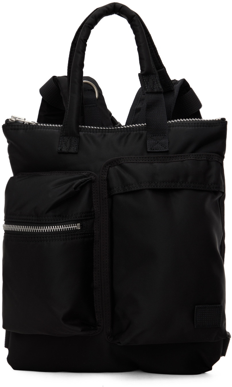 Black PORTER Edition Small Helmet Backpack by sacai on Sale