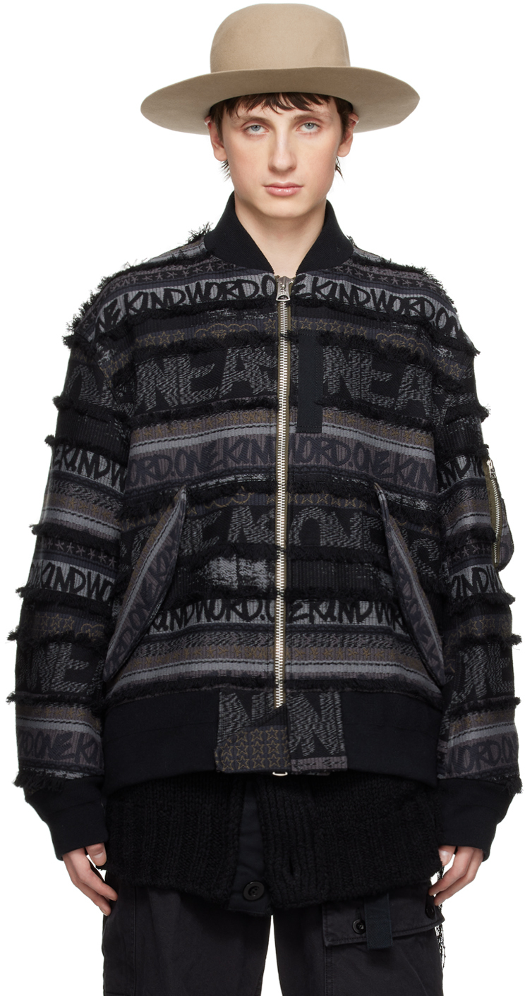 X Eric Haze Jacquard Bomber Jacket in Multicoloured - Sacai