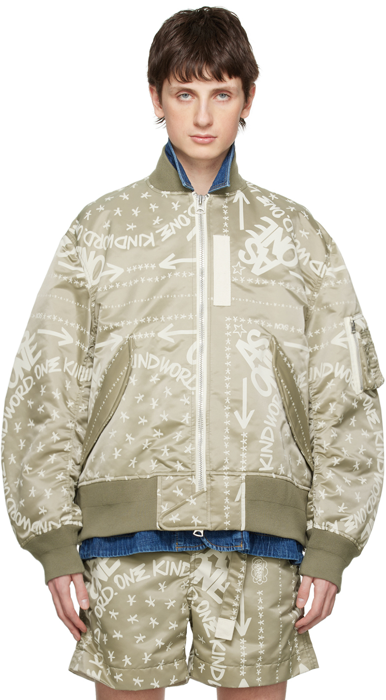 SACAI KHAKI ERIC HAZE EDITION BANDANA PRINT BOMBER JACKET