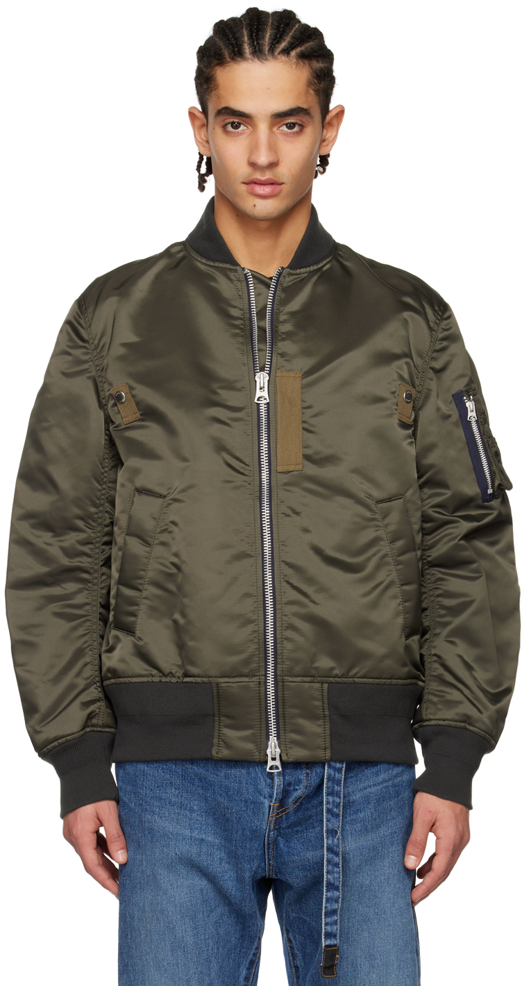 sacai Khaki MA-1 Bomber Jacket | Smart Closet