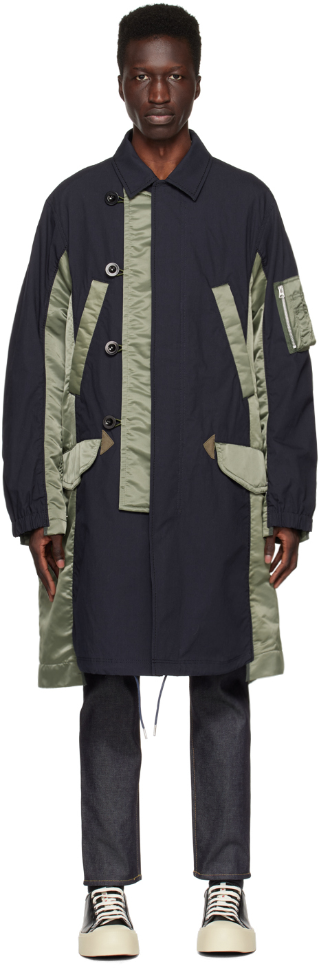 sacai Navy & Khaki Military Coat | Smart Closet