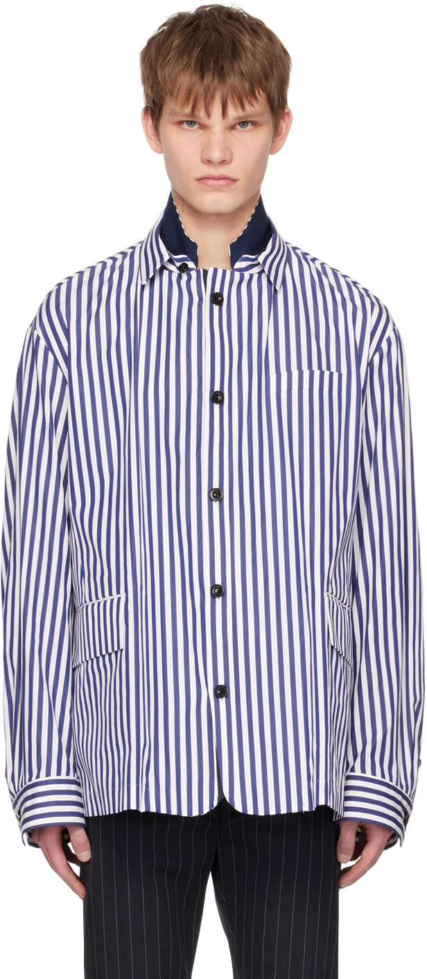 Sacai Striped Cotton Shirt In Multi-colour