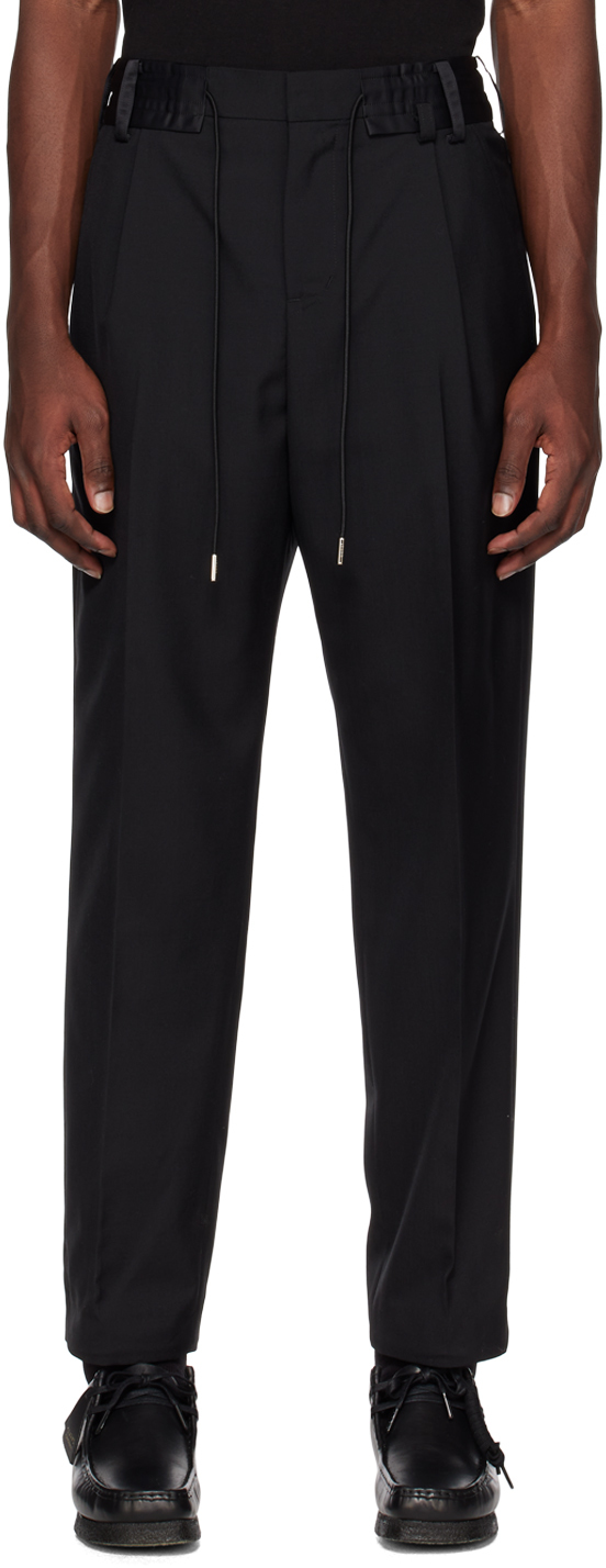 sacai: Black Drawstring Trousers | SSENSE