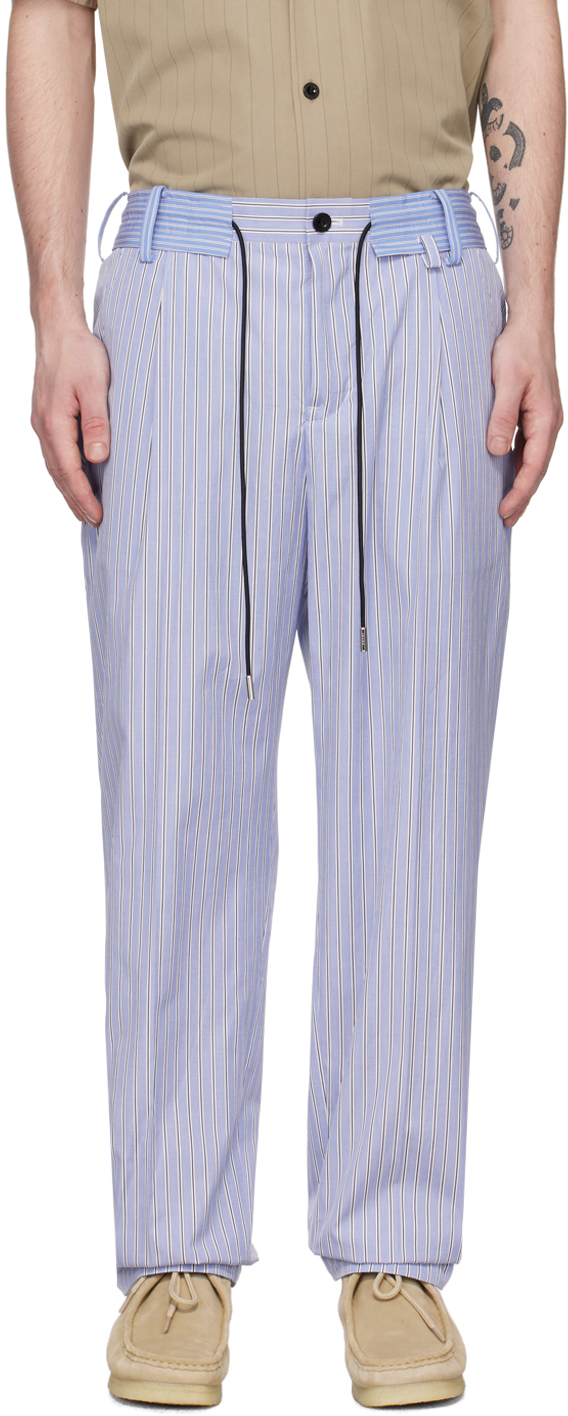 Sacai Blue Thomas Mason Trousers In 458 L/blue Stripe