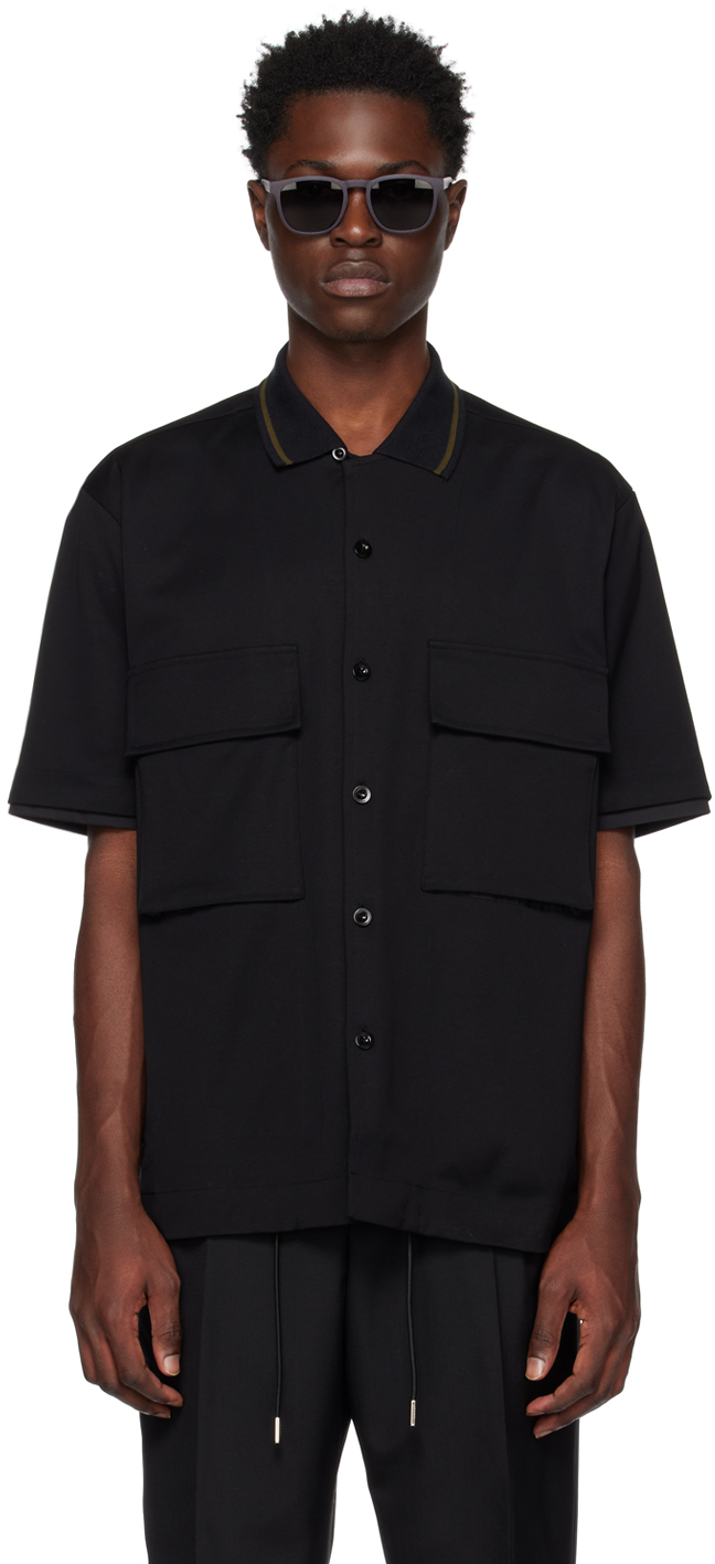 sacai: Black Flap Pocket Shirt | SSENSE Canada