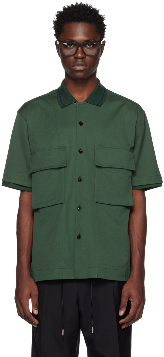 sacai: Green Flap Pocket Shirt | SSENSE