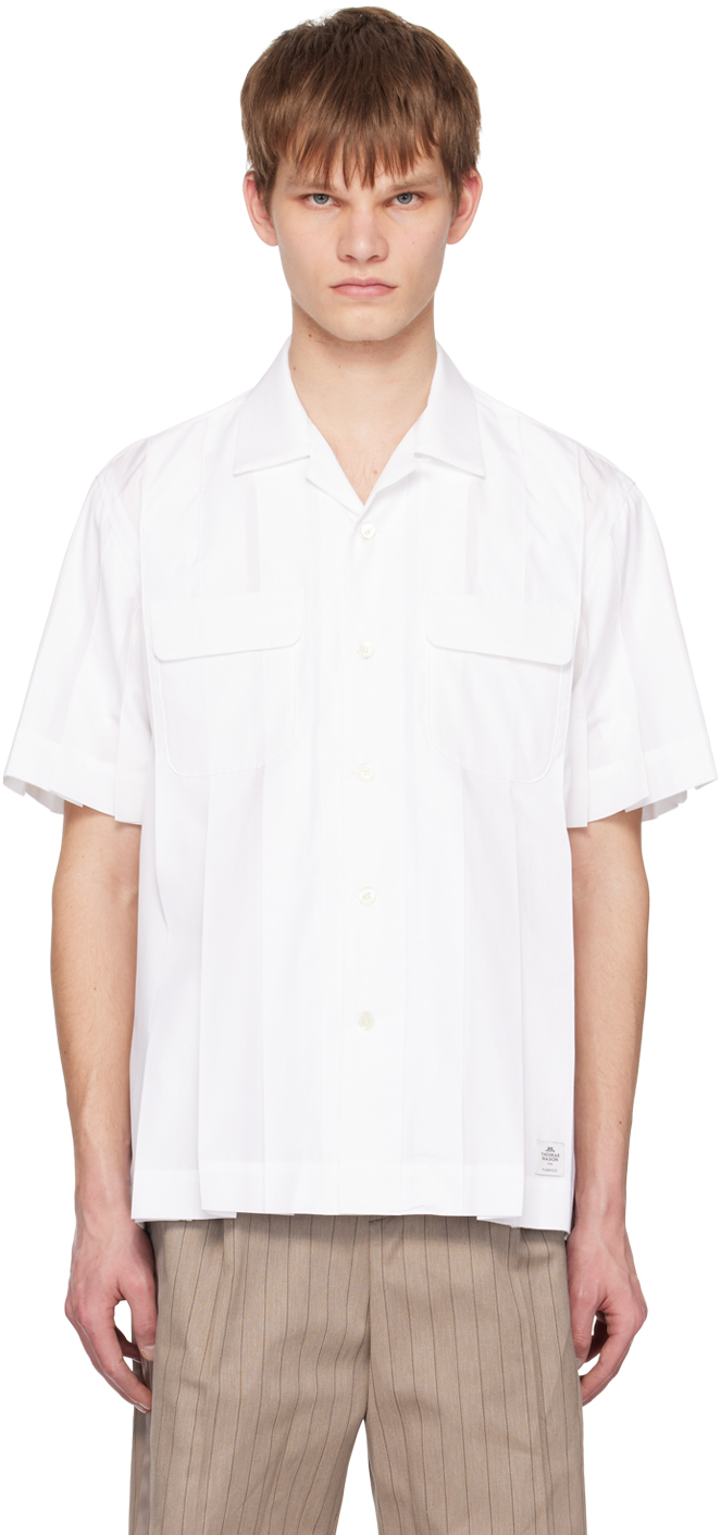 sacai: White Pleated Shirt | SSENSE