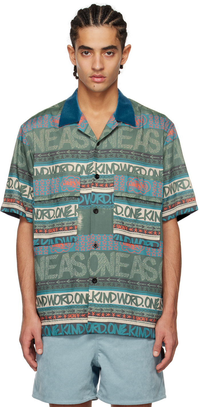 SACAI Men's x Eric Haze Striped Short-Sleeve Striped Shirt | Smart