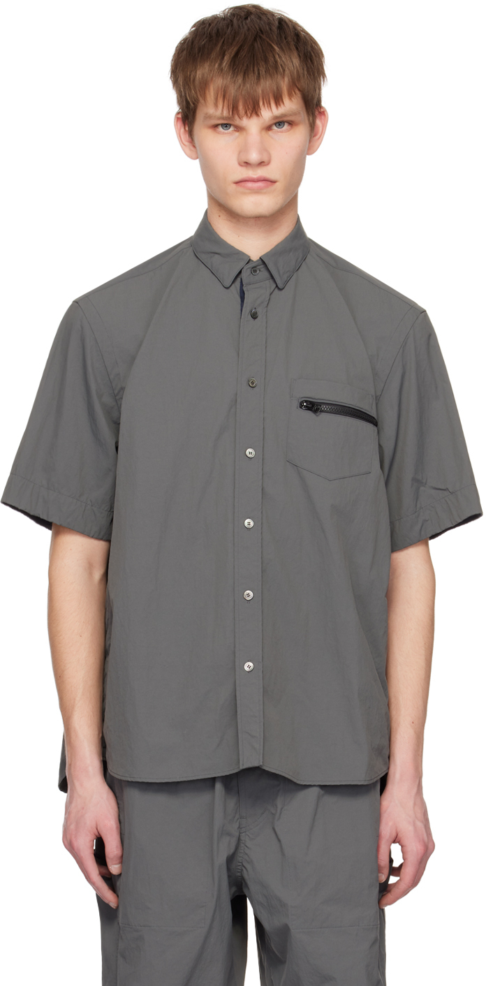 sacai: Gray Vented Shirt | SSENSE