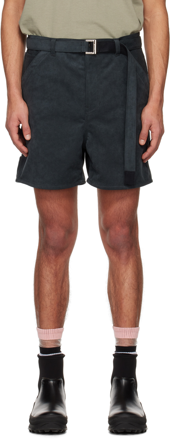 Sacai Gray Belted Shorts In 326 C/gray