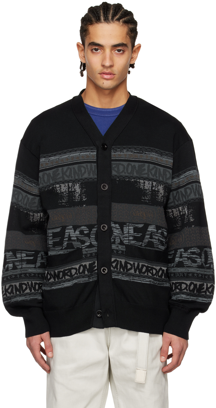 sacai: Black Jacquard Cardigan | SSENSE