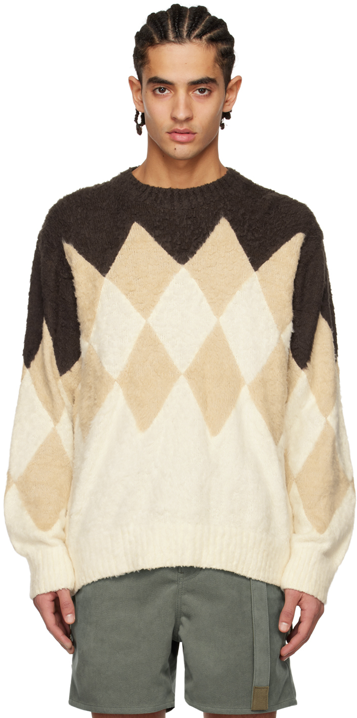 Shop Sacai Brown Argyle Sweater In 601 Brown