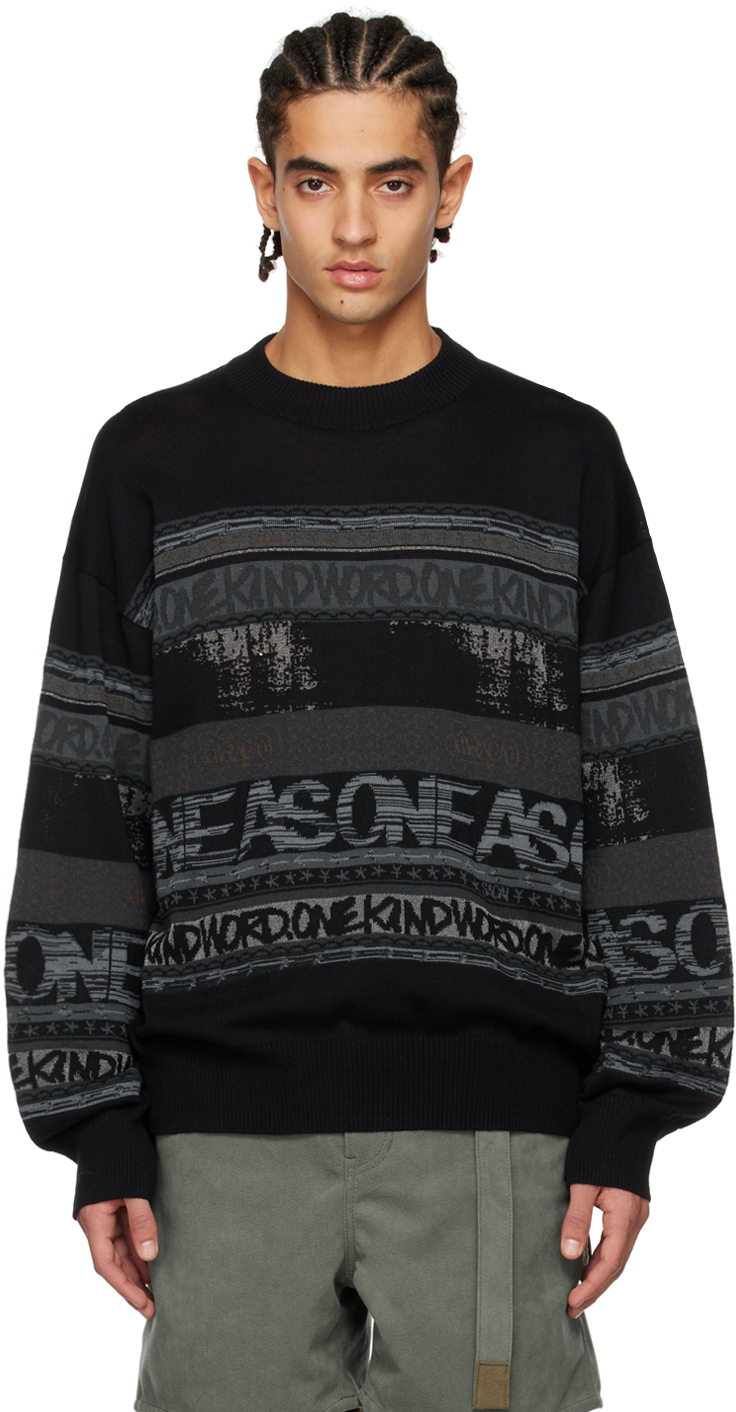 sacai: Black Jacquard Sweater | SSENSE