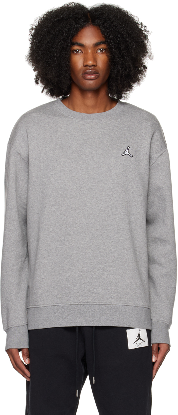 Nike Gray Brooklyn Sweatshirt In Carbon Heather/white